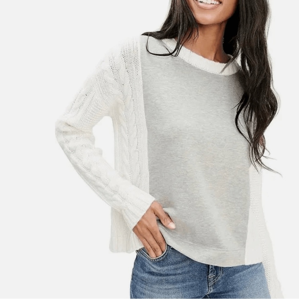 Splendid Jackson Terry Mix Cable Knit Sweater Size S, Ivory